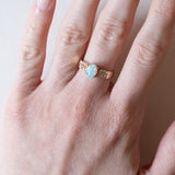 Anello vintage in oro 14K con opale e diamanti (0.14ctw ca.), anni ‘70