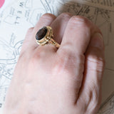 Vintage 14K Gold Cocktail Ring with Smoky Quartz, 1960s