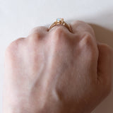 Anello vintage in oro 14K con opale e diamanti (0.14ctw ca.), anni ‘70