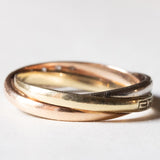 Vintage Tricolor 14K Gelb-, Weiß- & Roségold & Diamantring, 70er Jahre