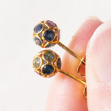 Vintage Ohrringe aus 18 Karat Gold mit Rubinen, blauen Saphiren und grünen Saphiren, 70er Jahre