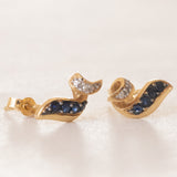 Vintage Ohrringe aus 18 Karat Gold mit Saphiren und Diamanten, 60er/70er Jahre