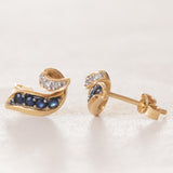 Vintage Ohrringe aus 18 Karat Gold mit Saphiren und Diamanten, 60er/70er Jahre