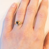 Anello vintage in oro 18K con zaffiro, anni ‘60