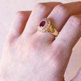 Vintage ring in 18K gold with ruby (approx.1.20ct) and diamonds (approx.0.90ct), 1960s