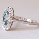 Art Deco platinum and 18K white gold aquamarine and diamond ring, 30s