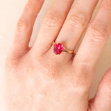 Vintage Solitärring in 18K Gelbgold mit synthetischem Rubin (ca. 2ct), 50er/60er Jahre