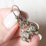 Art-Deco-Platinohrringe mit Diamanten im alten Minenschliff (ca. 0.30 Karat) und Diamanten im Rosettenschliff, 30er Jahre