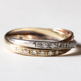 Vintage Tricolor 14K Gelb-, Weiß- & Roségold & Diamantring, 70er Jahre