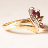 Vintage-Ring aus 18 Karat Gelbgold und Weißgold mit synthetischem Rubin und Diamant, 60er/70er Jahre