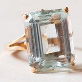 Vintage 18 Karat Gelbgold Aquamarin (ca. 10 Karat) Cocktailring, 50er/60er Jahre