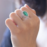 18K white gold daisy ring with emerald (2.37ct) and diamonds (0.50ct)