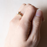 Anello vintage in oro 14K con opale e diamanti, anni ‘60/‘70