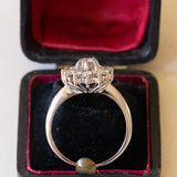 Bague marguerite vintage en or blanc 18 carats avec diamants (env. 0,80 ct), 1960