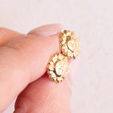 Los mit Vintage-Ohrringen aus 18 Karat Gelbgold und Vintage-Anhänger aus 18 Karat Gelbgold mit blauem Quarz, 70er Jahre
