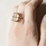 Vintage 18 Karat Gelbgold Aquamarin (ca. 10 Karat) Cocktailring, 50er/60er Jahre