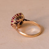 Vintage 18K gold ring with pink topazes, 1970s