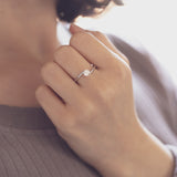 Solitaire in 18K white gold with an old cut diamond of approx. 0.55 ct.