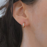 Vintage 14K yellow, white and rose gold earrings, 80s
