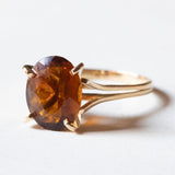 🎃 Anello vintage da cocktail in oro 18K con quarzo citrino, anni ‘50/‘60