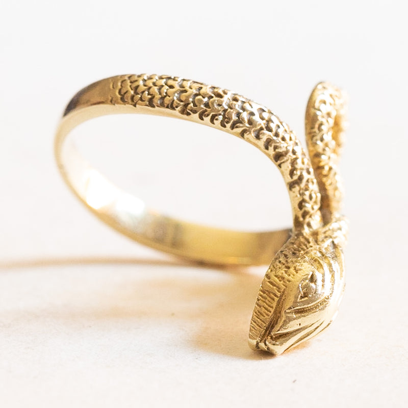 Anello a serpente vintage in oro giallo 14K, anni ‘60