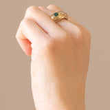 Vintage Gypsy Ring in 18 Karat Gelbgold mit Rubin (ca. 0.30 ct), Diamant (ca. 0.25 ct) und Smaragd (ca. 0.25 ct), 70er Jahre