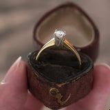 Vintage 14K gold solitaire with a brilliant cut diamond of approx.0.38ct, 70s