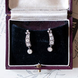 Boucles d'oreilles vintage en platine avec diamants (env. 1ctw), 60
