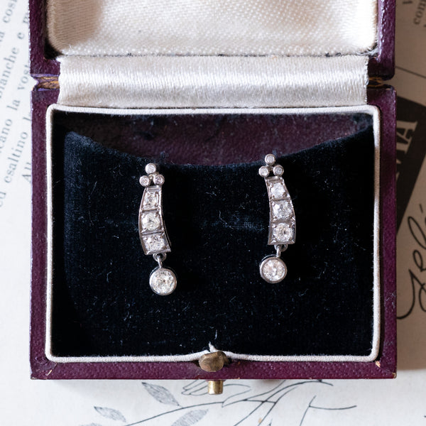 Orecchini vintage in platino con diamanti (1ctw ca.), anni ‘60