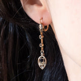 Antike Ohrringe aus 18 Karat Gelbgold und Silber mit Saphiren und Diamanten im Rosenschliff, Anfang des 900. Jahrhunderts