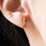 Vintage Ohrringe aus 18 Karat Gelbgold mit Rubinen und Diamantimitationen, 70er Jahre