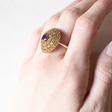 Vintage 8K Gold Patch Ring mit Amethyst (ca. 1.10 ct) und Peridots (ca. 1.50 ctw), 70er Jahre