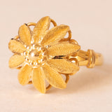 Anello vintage a forma di fiore in oro giallo 18K, anni ‘70