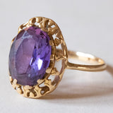 Vintage 18K Gold Purple Sapphire Cocktail Ring, 60s/70s