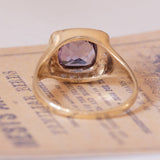 🔮 Anello vintage in oro 9K con ametista e diamanti, anni ‘70