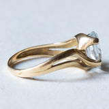 Anello vintage in oro 18K con acquamarina, anni ‘50/‘60