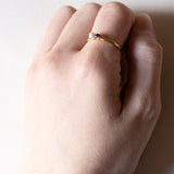 Trilogy ring in 18K gold with pearl and sapphires, 60s