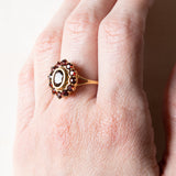 Vintage 18 Karat Gelbgold-Granat-Gänseblümchen-Ring, 60er Jahre