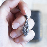 Art Nouveau necklace in 14K gold and silver with rosette cut diamonds, 10s / 20s