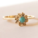 Anello vintage in oro giallo 18K con turchese, anni ‘50/‘60