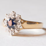 Vintage 14 Karat Gelb- und Weißgold mit Saphir (ca. 0.35 ct) und Diamanten (ca. 0.08 ctw), Gänseblümchenring, 50er/60er Jahre