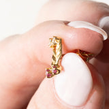 Vintage Ohrringe aus 18 Karat Gelbgold mit Rubinen und Diamantimitationen, 70er Jahre