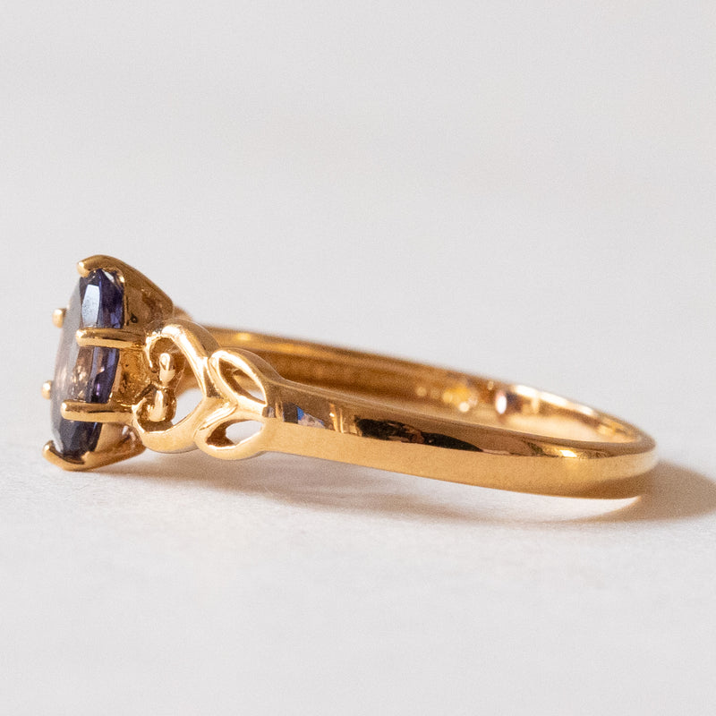 Anello vintage in oro 8K con iolite viola, anni ‘70/‘80