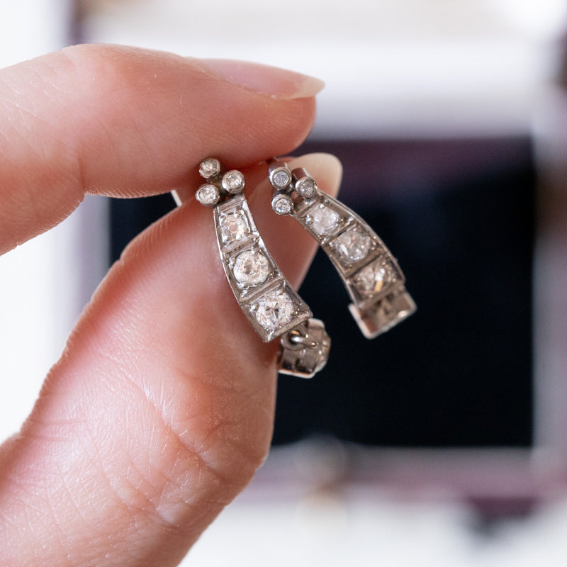 Vintage platinum and diamond earrings (approx. 1ctw), 1960s