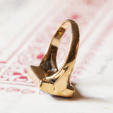 🥀 Anello vintage in oro 18K con granato, anni ‘40/‘50