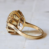 Vintage cocktail ring in 14K gold with yellow citrine quartz, 60s