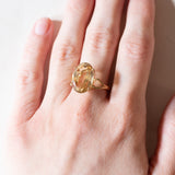 Anello vintage da cocktail in oro 18K con quarzo citrino (6ct ca.), anni ‘50/‘60