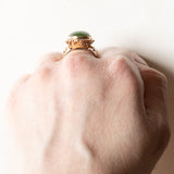 Vintage 9K Gelbgold Ring mit grüner Jade, 60er/70er Jahre