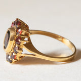 Vintage 18 Karat Gelbgold-Granat-Gänseblümchen-Ring, 60er Jahre