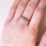 Anello antico in oro giallo 18K e argento con diamanti di taglio rosetta, anni ‘20/‘30